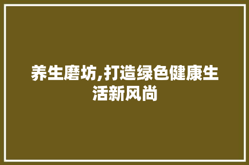 养生磨坊,打造绿色健康生活新风尚 工作总结范文