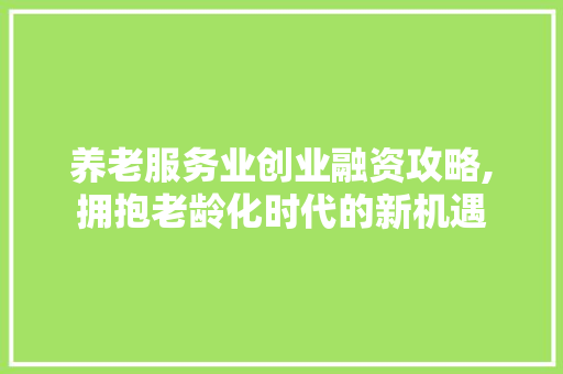 养老服务业创业融资攻略,拥抱老龄化时代的新机遇