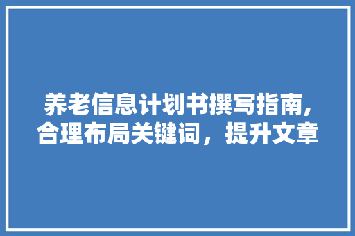 养老信息计划书撰写指南,合理布局关键词，提升文章质量