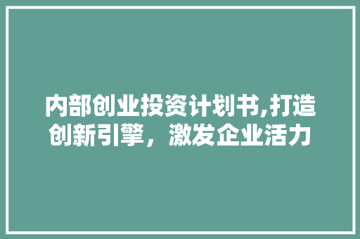 内部创业投资计划书,打造创新引擎，激发企业活力