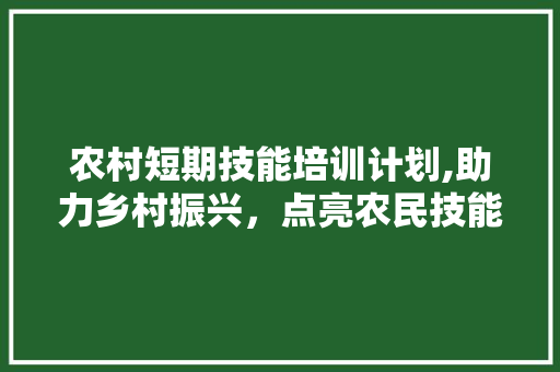 农村短期技能培训计划,助力乡村振兴，点亮农民技能之光