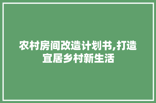 农村房间改造计划书,打造宜居乡村新生活