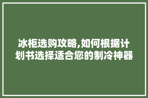 冰柜选购攻略,如何根据计划书选择适合您的制冷神器