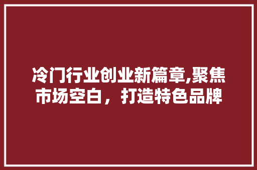 冷门行业创业新篇章,聚焦市场空白，打造特色品牌