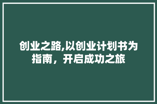 创业之路,以创业计划书为指南，开启成功之旅