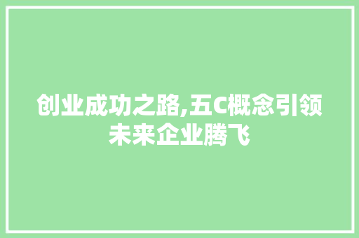 创业成功之路,五C概念引领未来企业腾飞