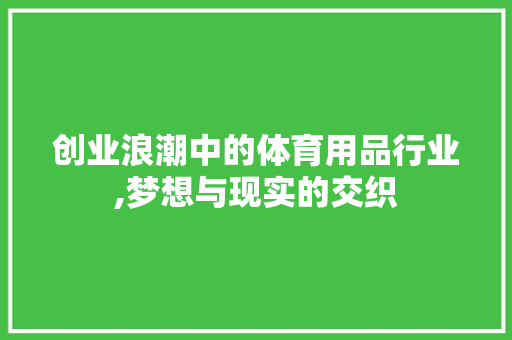 创业浪潮中的体育用品行业,梦想与现实的交织 求职信范文