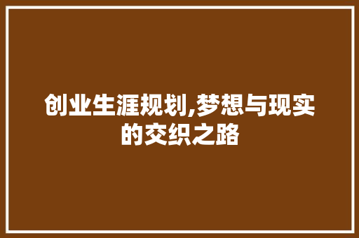 创业生涯规划,梦想与现实的交织之路 求职信范文