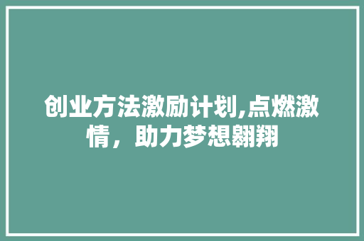 创业方法激励计划,点燃激情，助力梦想翱翔