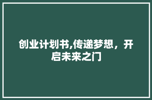 创业计划书,传递梦想，开启未来之门