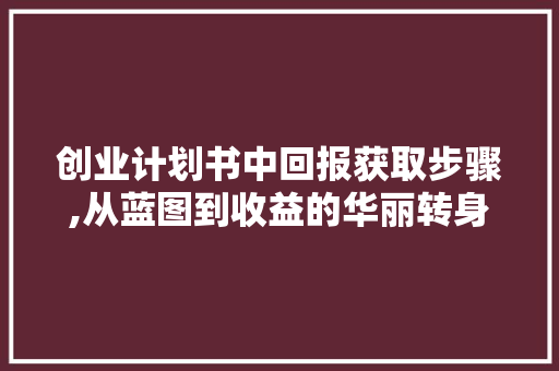 创业计划书中回报获取步骤,从蓝图到收益的华丽转身