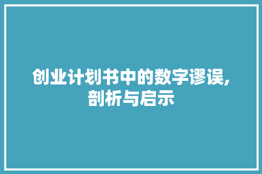 创业计划书中的数字谬误,剖析与启示