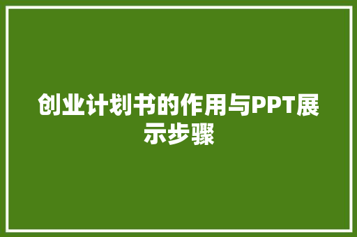 创业计划书的作用与PPT展示步骤 综述范文