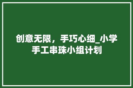 创意无限，手巧心细_小学手工串珠小组计划