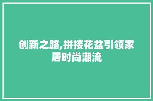 创新之路,拼接花盆引领家居时尚潮流