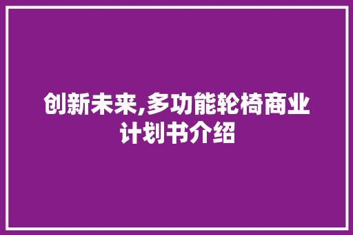 创新未来,多功能轮椅商业计划书介绍