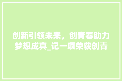 创新引领未来，创青春助力梦想成真_记一项荣获创青春大赛的创业计划