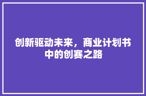 创新驱动未来，商业计划书中的创赛之路