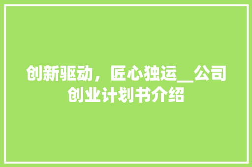 创新驱动，匠心独运__公司创业计划书介绍