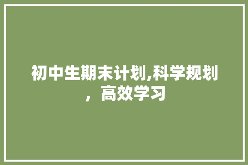 初中生期末计划,科学规划，高效学习