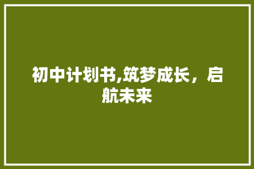 初中计划书,筑梦成长，启航未来