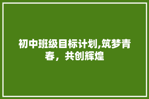 初中班级目标计划,筑梦青春，共创辉煌