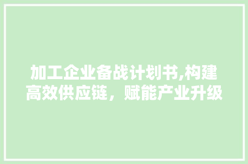 加工企业备战计划书,构建高效供应链，赋能产业升级