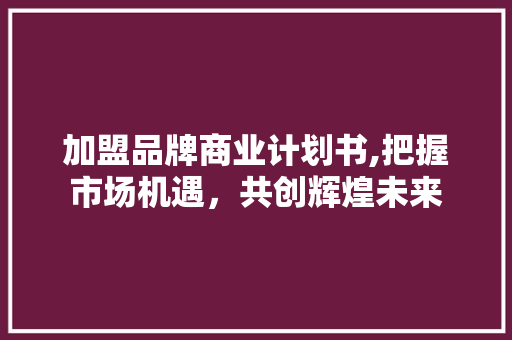 加盟品牌商业计划书,把握市场机遇，共创辉煌未来