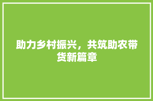 助力乡村振兴，共筑助农带货新篇章