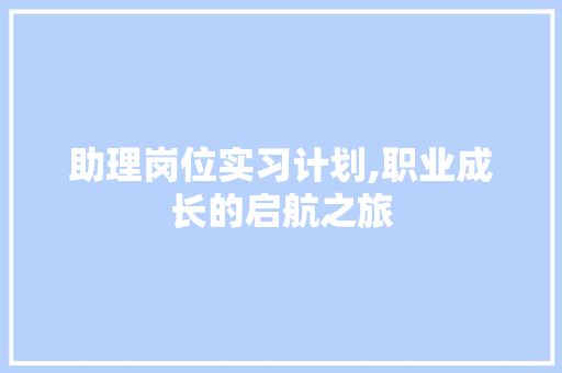 助理岗位实习计划,职业成长的启航之旅