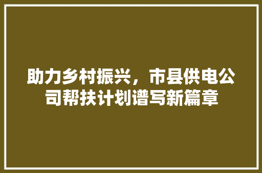 助力乡村振兴，市县供电公司帮扶计划谱写新篇章