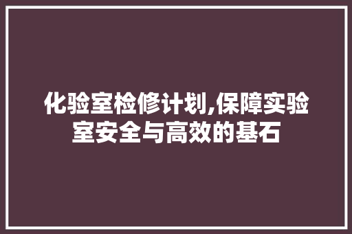 化验室检修计划,保障实验室安全与高效的基石 致辞范文