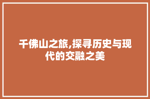 千佛山之旅,探寻历史与现代的交融之美