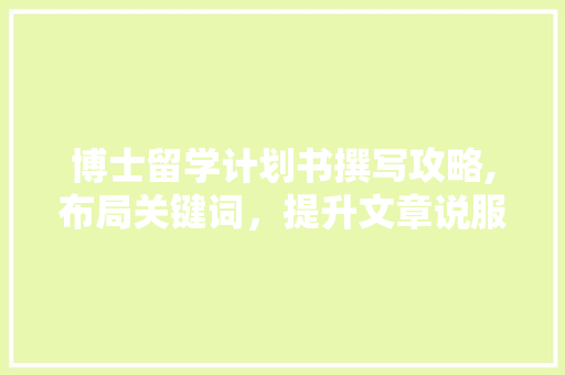 博士留学计划书撰写攻略,布局关键词，提升文章说服力