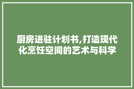 厨房进驻计划书,打造现代化烹饪空间的艺术与科学