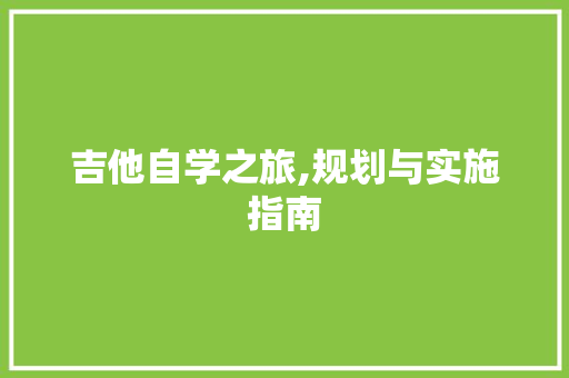 吉他自学之旅,规划与实施指南