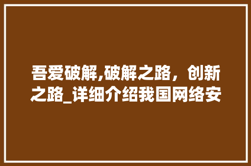 吾爱破解,破解之路，创新之路_详细介绍我国网络安全领域的创业奇观