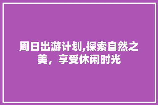 周日出游计划,探索自然之美，享受休闲时光