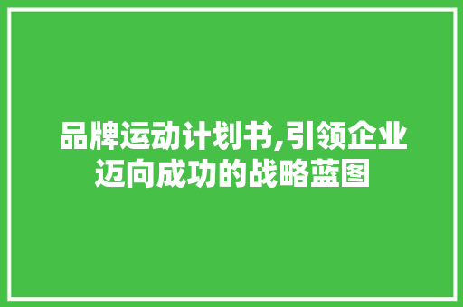 品牌运动计划书,引领企业迈向成功的战略蓝图