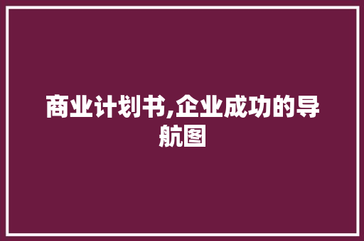 商业计划书,企业成功的导航图