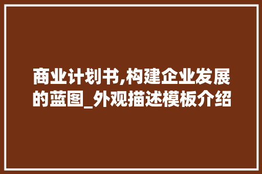 商业计划书,构建企业发展的蓝图_外观描述模板介绍与应用