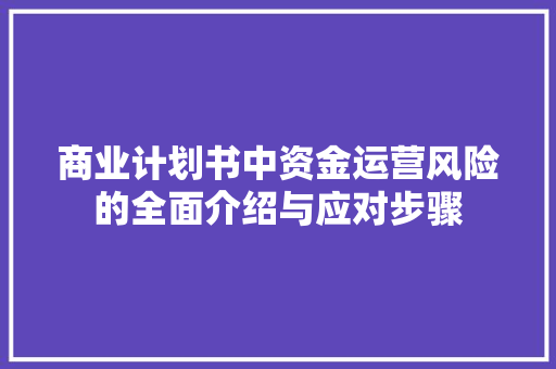 商业计划书中资金运营风险的全面介绍与应对步骤