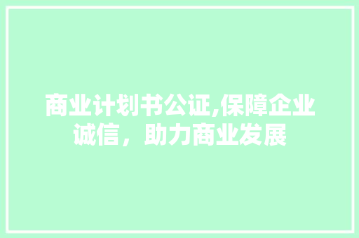 商业计划书公证,保障企业诚信，助力商业发展