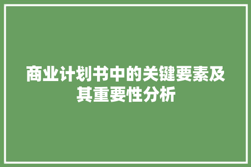 商业计划书中的关键要素及其重要性分析