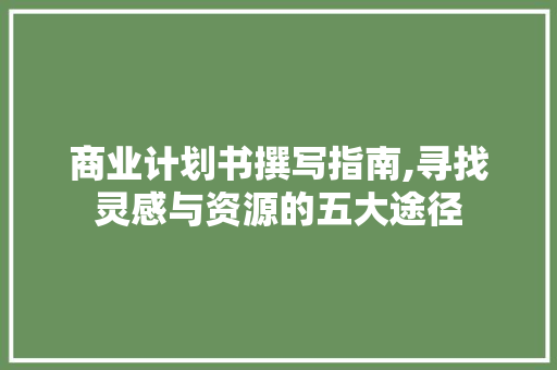 商业计划书撰写指南,寻找灵感与资源的五大途径