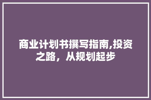 商业计划书撰写指南,投资之路，从规划起步 论文范文