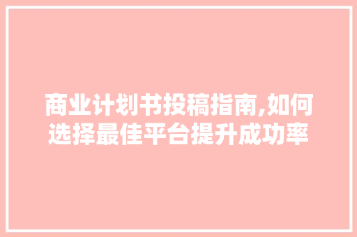 商业计划书投稿指南,如何选择最佳平台提升成功率