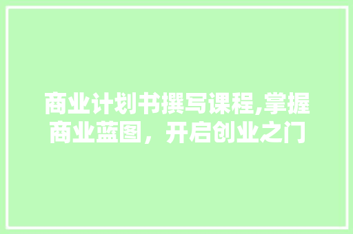 商业计划书撰写课程,掌握商业蓝图，开启创业之门