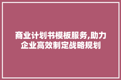 商业计划书模板服务,助力企业高效制定战略规划