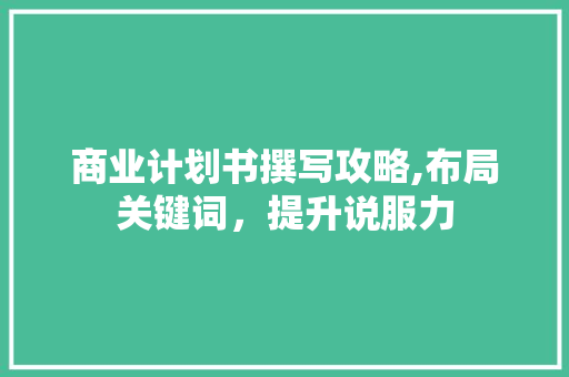 商业计划书撰写攻略,布局关键词，提升说服力 职场范文